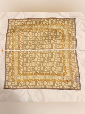 Celine Vintage Beige and Gold Chain Motif cotton Scarf- Japan Market